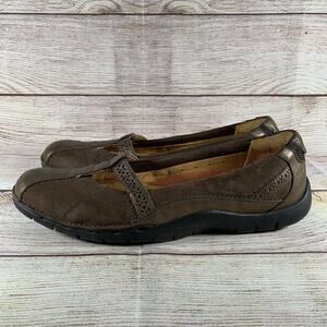 Clarks Unstructured Storm Mary Jane Womens 7 1/2 N Brown Slip On Flat Shoes